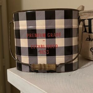 Black and White Checkered Metal Bucket